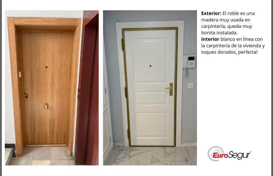 Instalacion puerta de seguridad de roble con interior en blanco